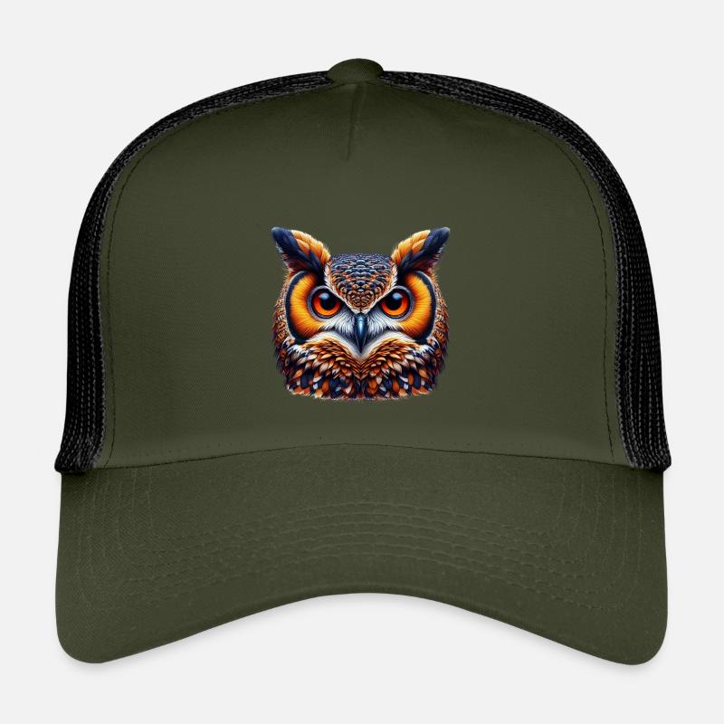 Eule - Kinder Trucker-Cap - Olive/Schwarz