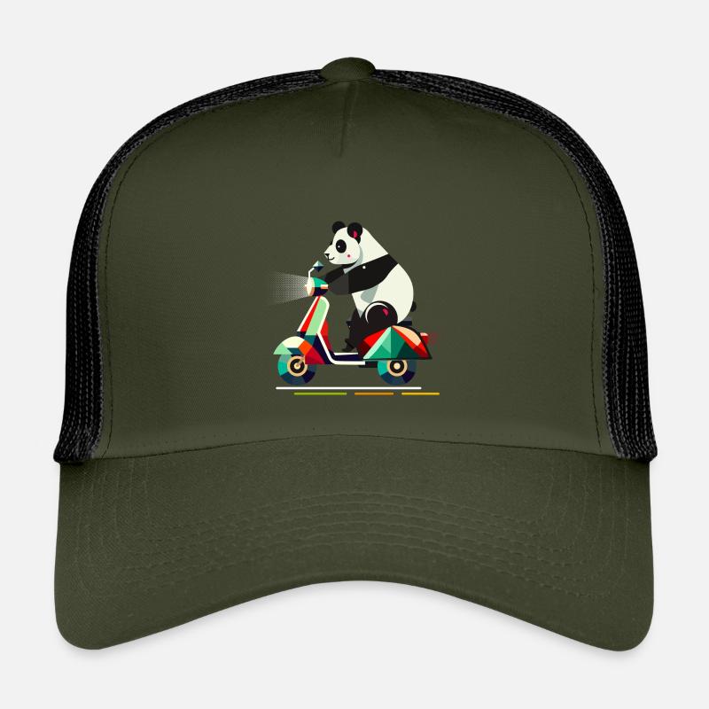 Panda plus mignon sur un scooter coloré Casquette trucker enfant