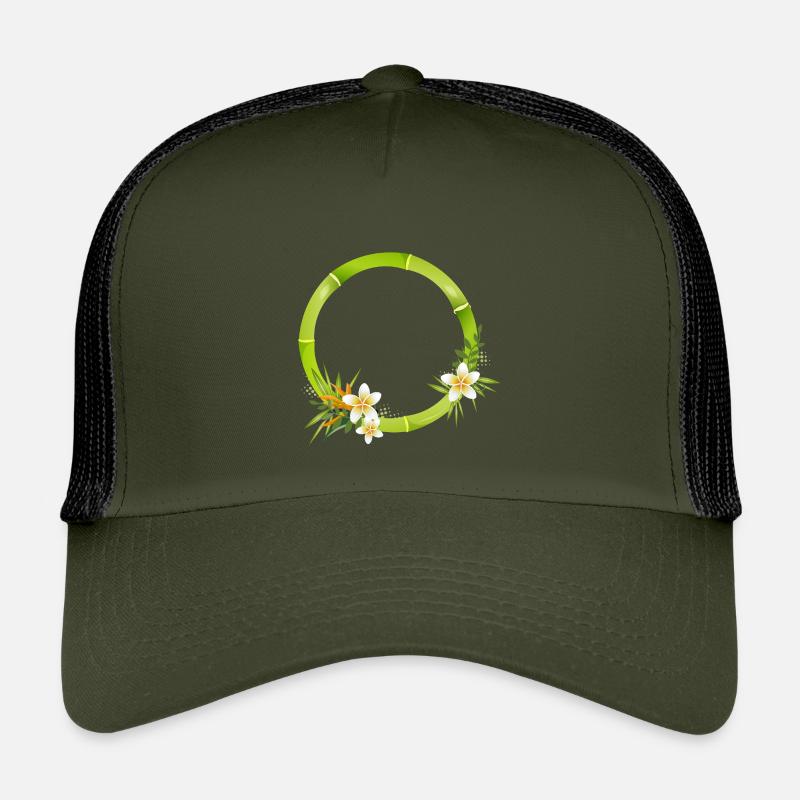 Bambusrahmen mit tropischen Blättern & Blüten Kinder Trucker-Cap
