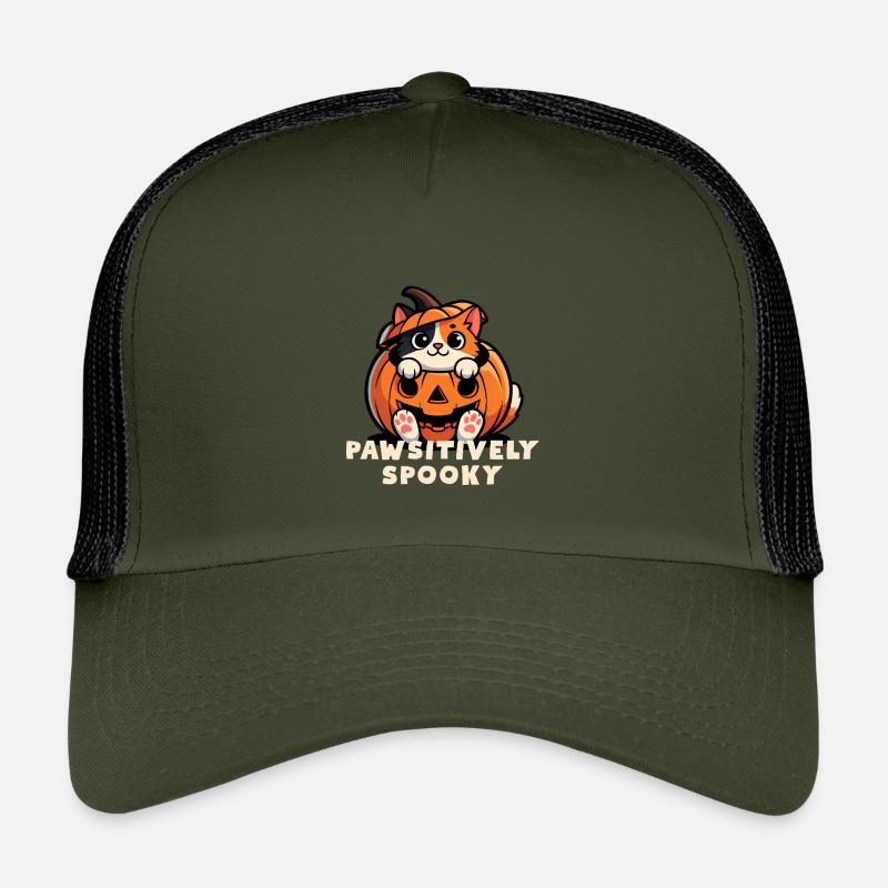 Pawsitively Spooky Chat citrouille Casquette trucker enfant