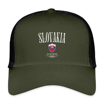 Flagge der Slowakei, slowakischer Patriot - Kinder Trucker-Cap - Olive/Schwarz - Vorne