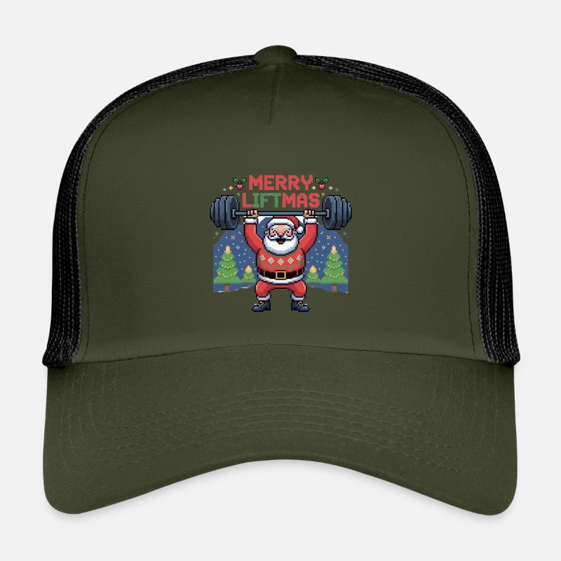 Pixel Santa lifts weights Kids’ Trucker Cap