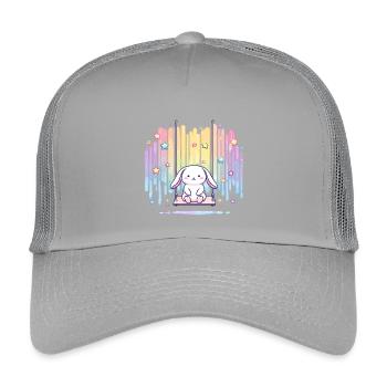 Pastellhäschen auf Schaukel Regenbogen - Kinder Trucker-Cap - Hellgrau - Vorne