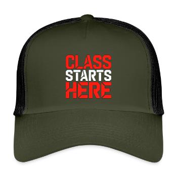 Homeroom Teacher Class Starts Here Loves Education - Kids’ Trucker Cap - olive/black - Front