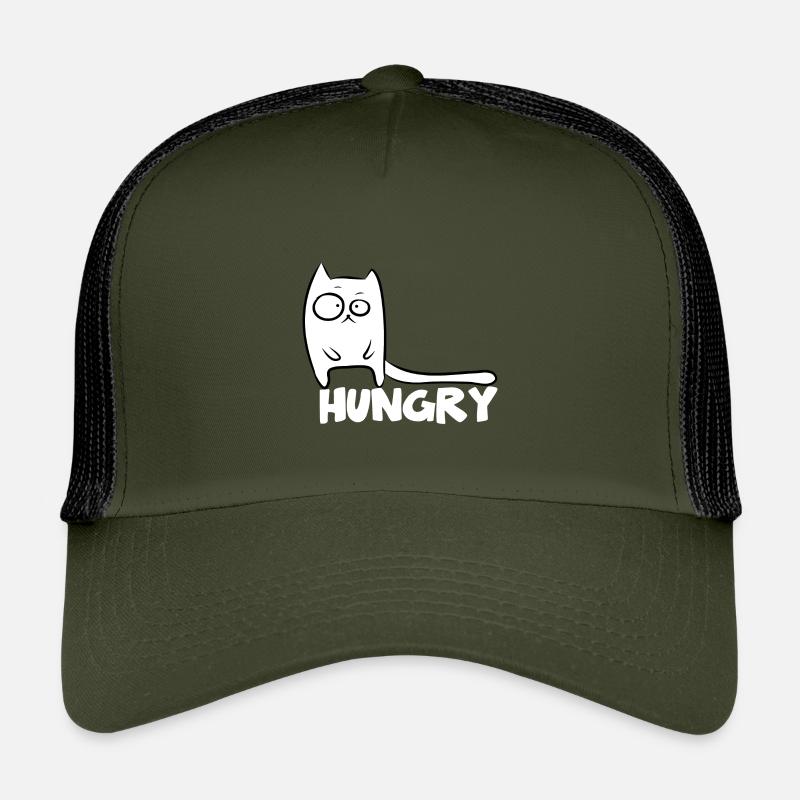 Lustige Katze hungrige Katzen - Kinder Trucker-Cap - Olive/Schwarz