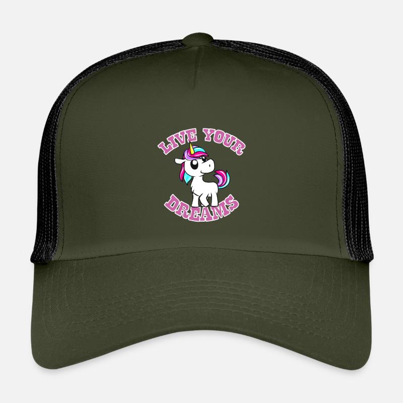 Einhorn - Kinder Trucker-Cap - Olive/Schwarz