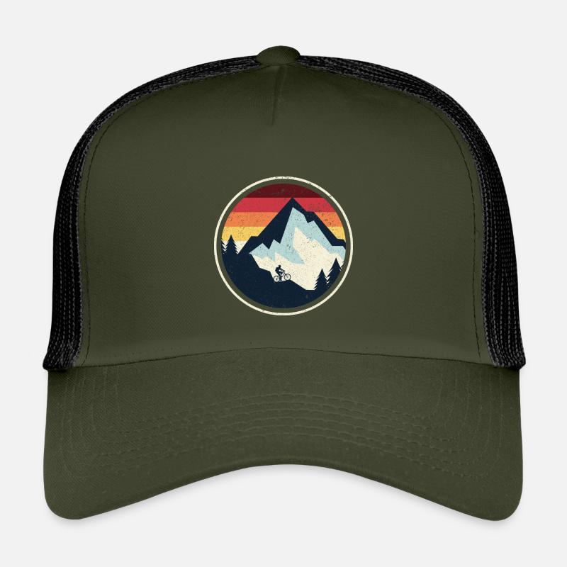 Sunset Peak MTB Silhouette - Kids’ Trucker Cap - olive/black