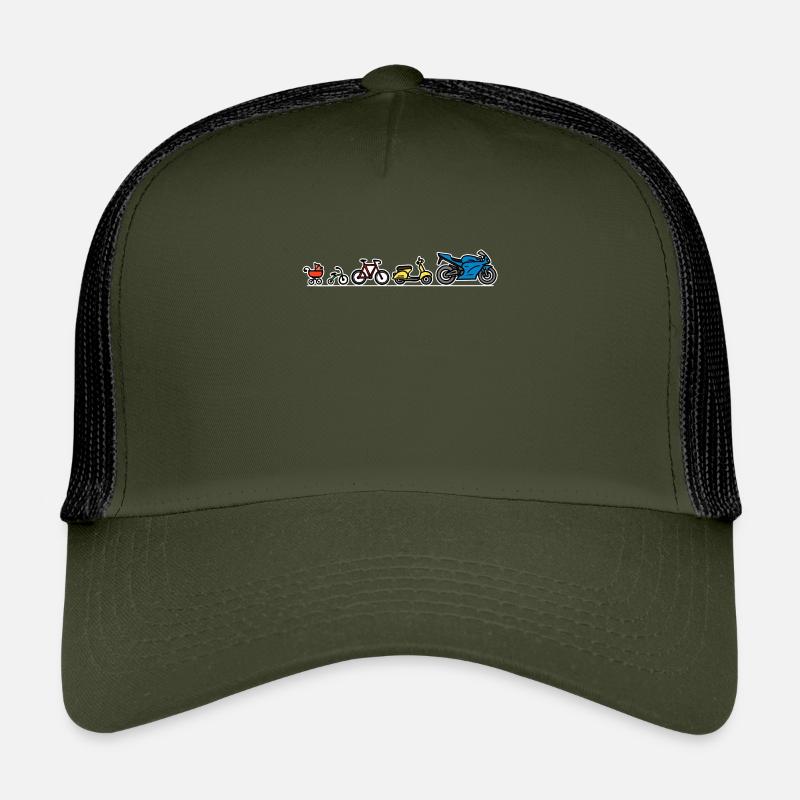 Biker Evolution Motorrad Entwicklung Fortschritt - Kinder Trucker-Cap - Olive/Schwarz