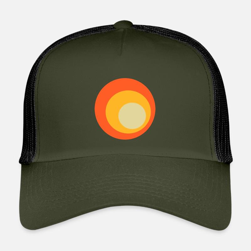 70er Jahre Kreise Muster - Kinder Trucker-Cap - Olive/Schwarz