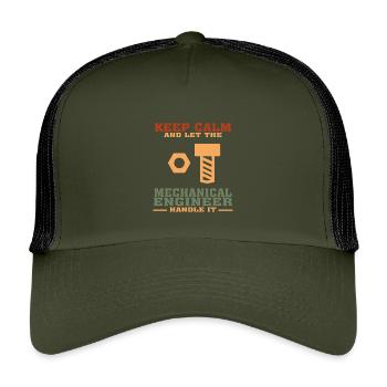 Funny Mechanical Engineer Tshirt, Keep Calm - Kids’ Trucker Cap - olive/black - Front