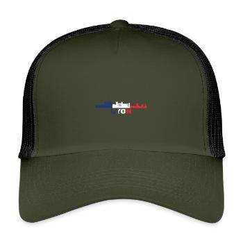 Lyon City Skyline France Landmark Map - Kids’ Trucker Cap - olive/black - Front
