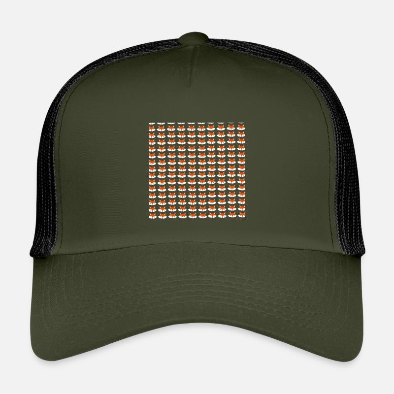 Fox head pattern, children's pattern - Kids’ Trucker Cap - olive/black