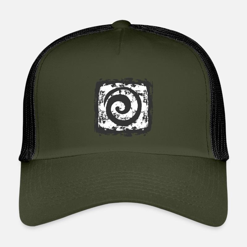 Abstraktes Spiralmuster auf Vintage-Hintergrund - Kinder Trucker-Cap - Olive/Schwarz
