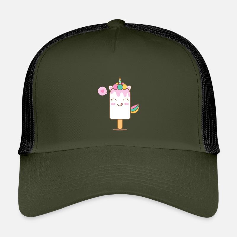 Einhorn verzaubertes Eis am Stiel - Kinder Trucker-Cap - Olive/Schwarz
