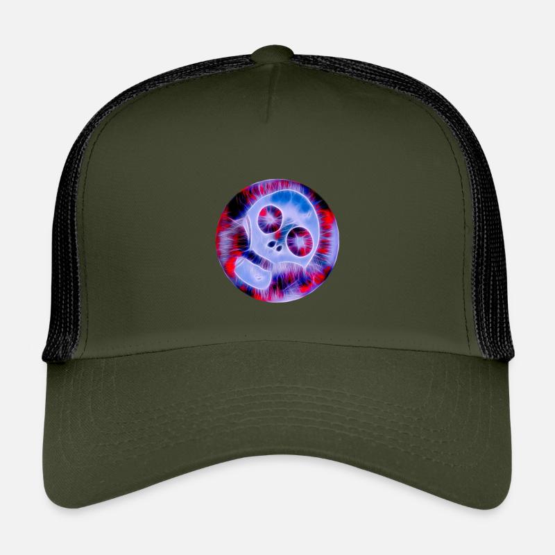 Totenkopf neon - Kinder Trucker-Cap - Olive/Schwarz