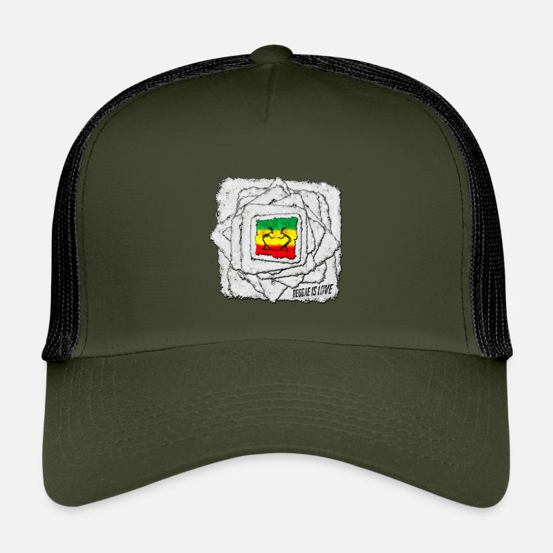 Reggae Love Schattenmotiv - Kinder Trucker-Cap - Olive/Schwarz