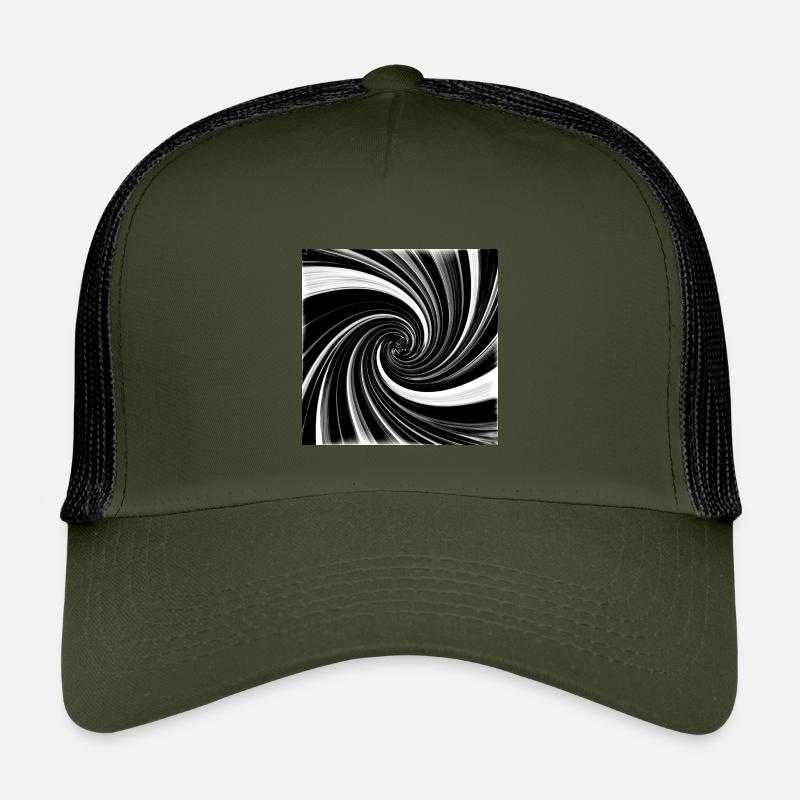 Black and white vortex - Kids’ Trucker Cap - olive/black