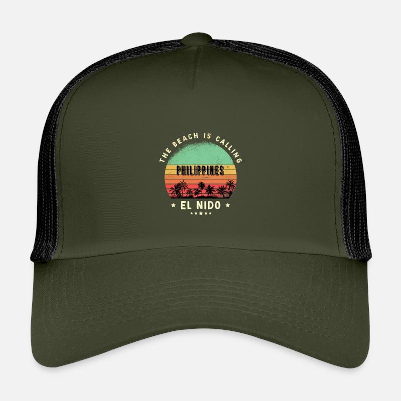 El Nido Philippinen Palmen Design Kinder Trucker-Cap