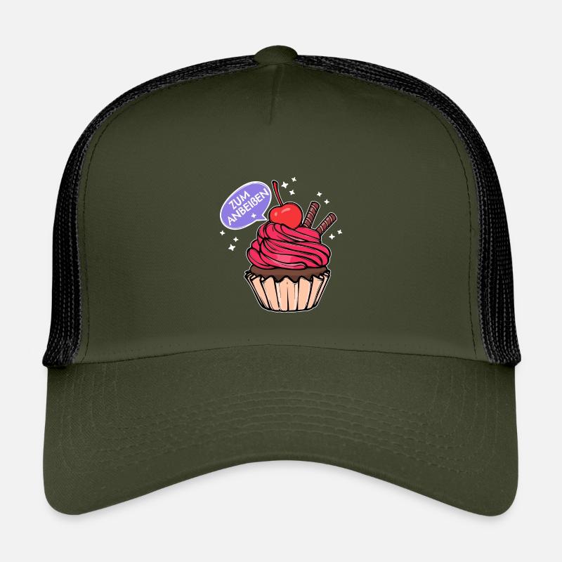 Süßigkeiten Statement Backen Cupcake Naschen - Kinder Trucker-Cap - Olive/Schwarz