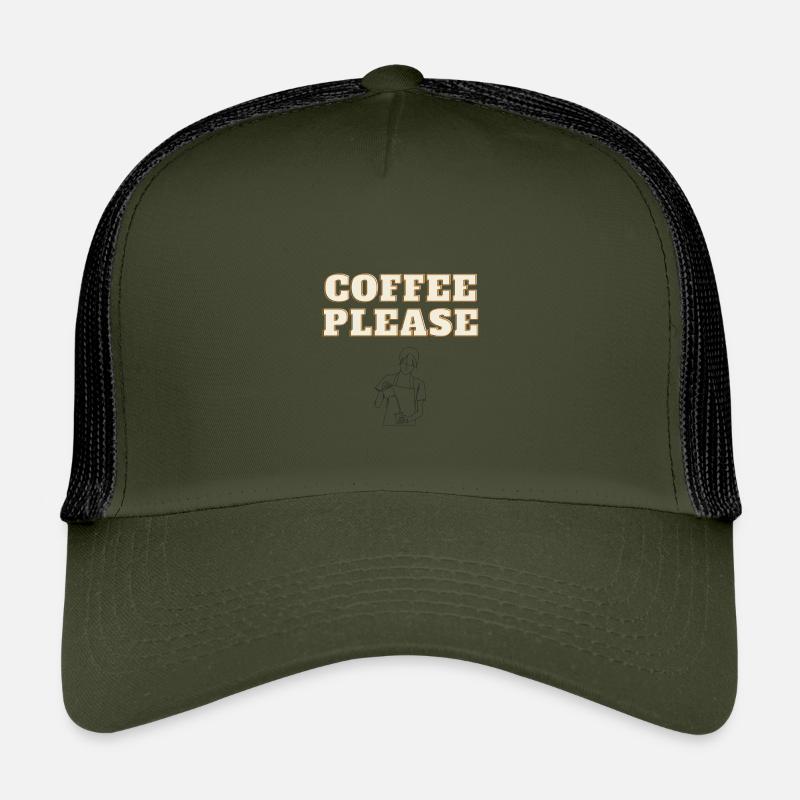 COFFEE PLEASE - Kinder Trucker-Cap - Olive/Schwarz