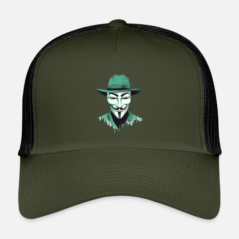 Masque anonymous stilisé, vert Casquette trucker enfant