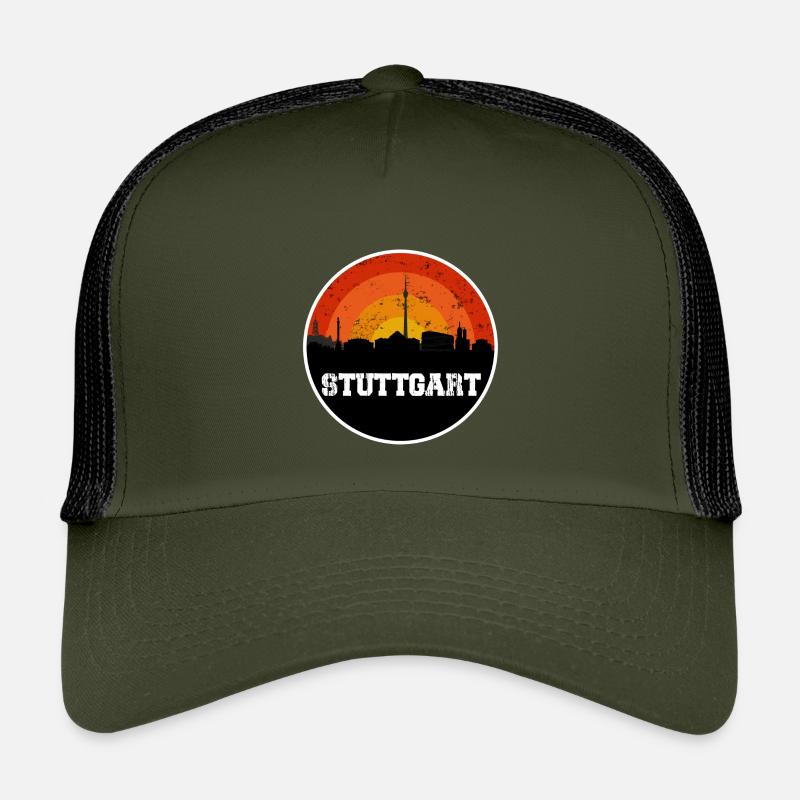 Stuttgart Skyline - Kinder Trucker-Cap - Olive/Schwarz