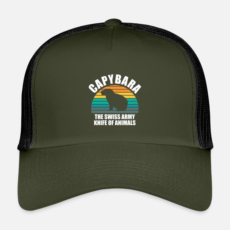 Capybara Zootier Design - Kinder Trucker-Cap - Olive/Schwarz