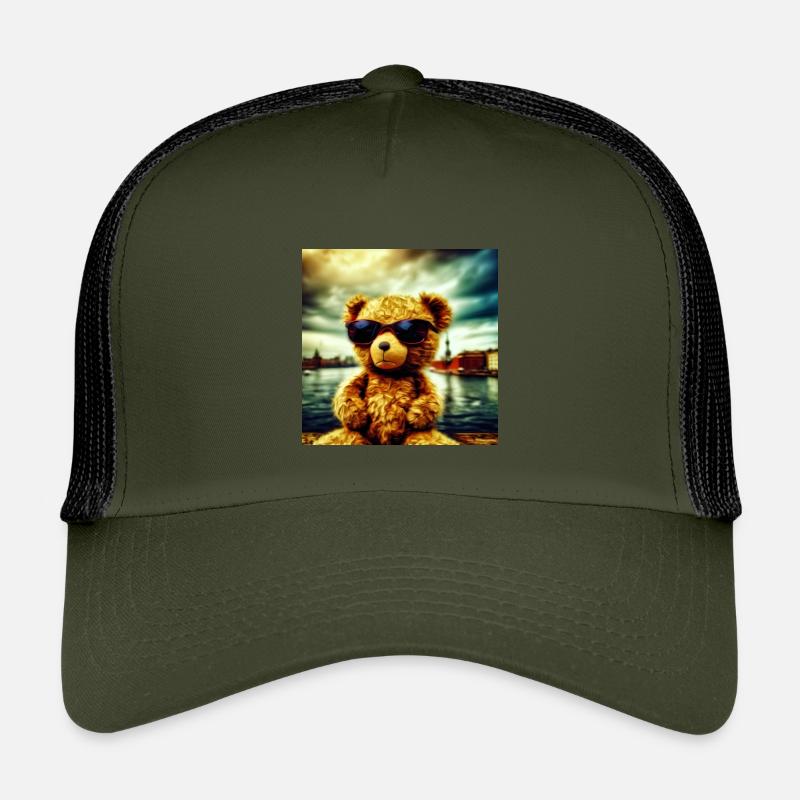 Teddy goes Wild - Kinder Trucker-Cap - Olive/Schwarz