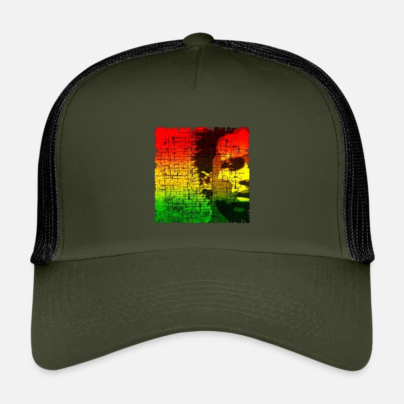 Abstrakes Digitales Reggaeporträt - Kinder Trucker-Cap - Olive/Schwarz