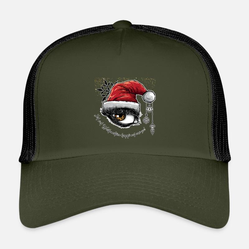 Weihnachtsauge im Graffiti-Stil mit Hut - Kinder Trucker-Cap - Olive/Schwarz