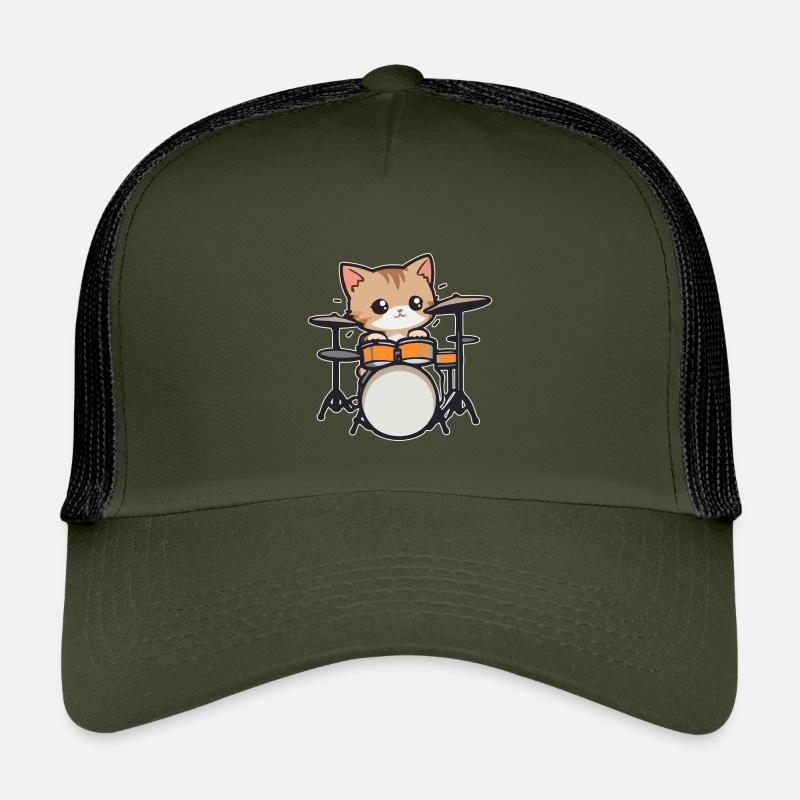 Schlagzeug Katze Musiker Drummer Kinder Trucker-Cap