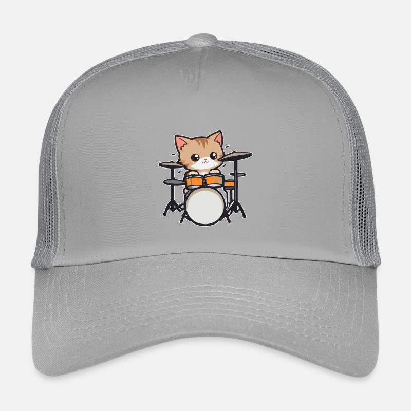 Schlagzeug Katze Musiker Drummer Kinder Trucker-Cap