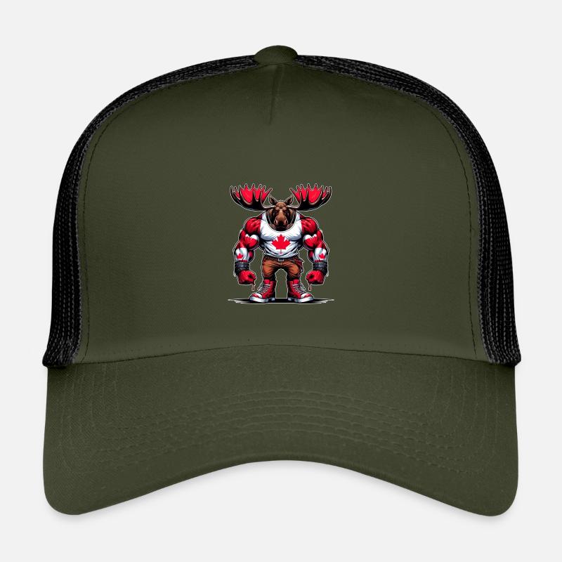 Kanada Elch mit Nationalflagge - Kinder Trucker-Cap - Olive/Schwarz