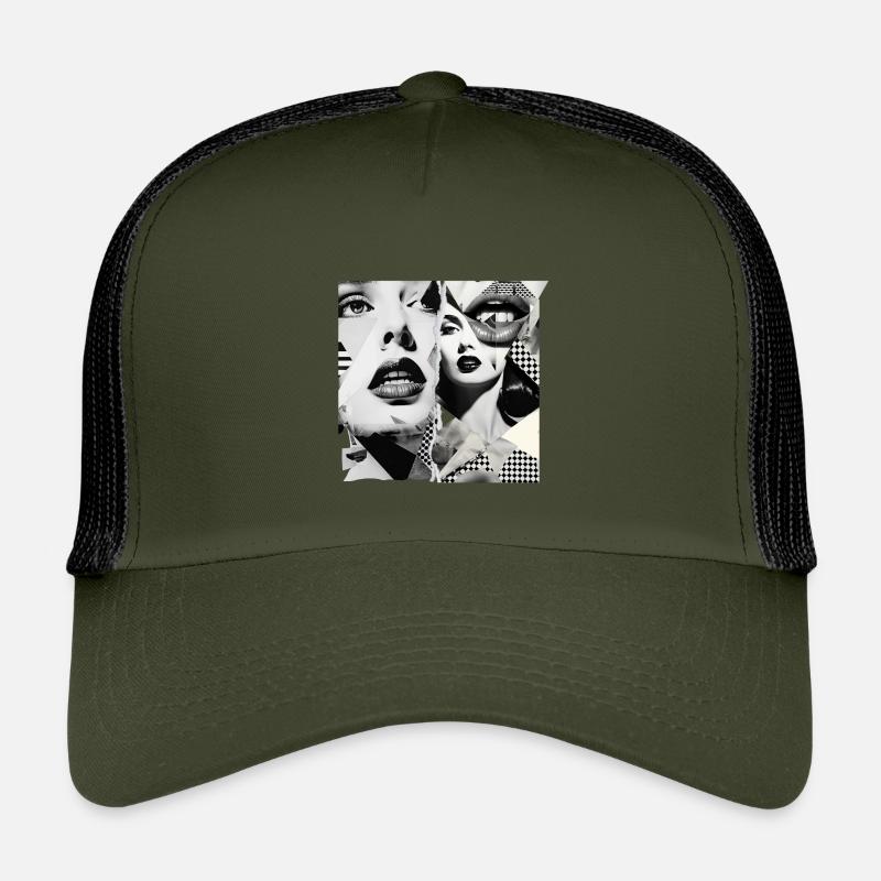 Bildfragmente Design - Kinder Trucker-Cap - Olive/Schwarz
