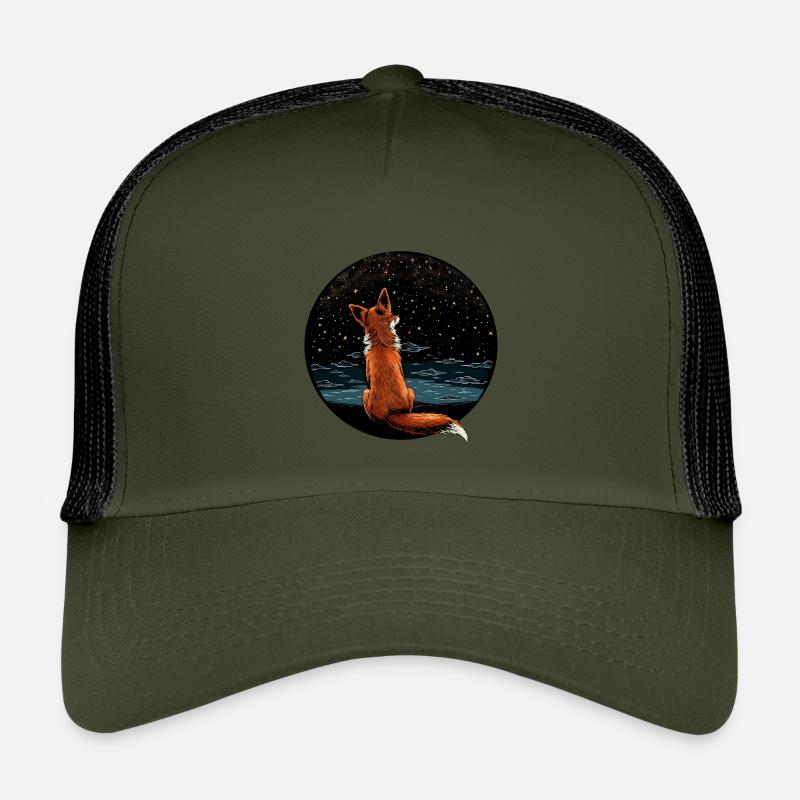 Fuchs mit Sternenhimmel - Kinder Trucker-Cap - Olive/Schwarz