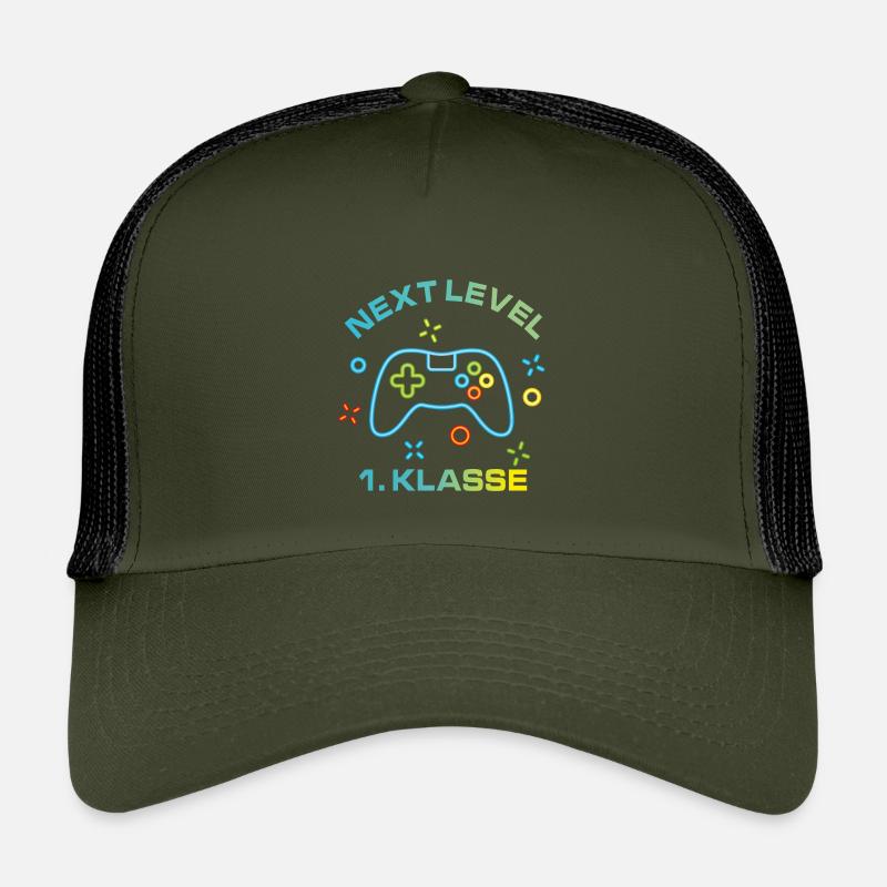Bunte Spielekonsole Next Level 1.Klasse - Kinder Trucker-Cap - Olive/Schwarz