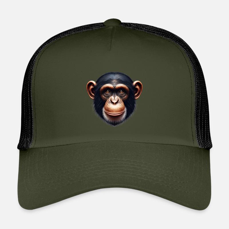Schimpanse Affe - Kinder Trucker-Cap - Olive/Schwarz