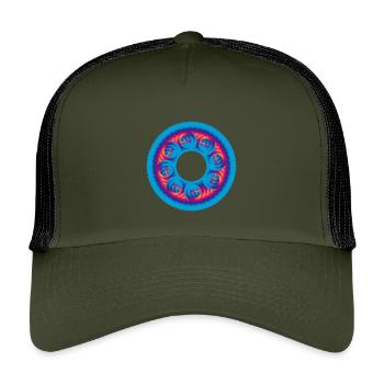 Sprocket circle colorful - Kids’ Trucker Cap - olive/black - Front