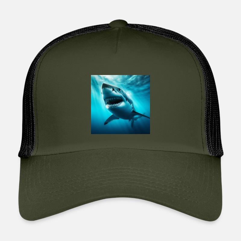 Great White Shark - Kids’ Trucker Cap - olive/black