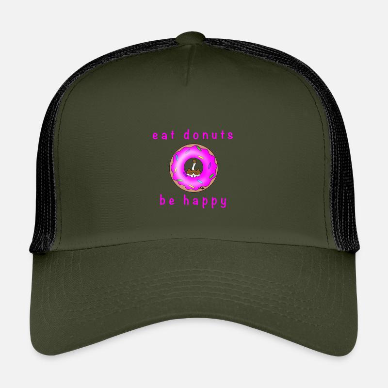 Katze mit Donat - Kinder Trucker-Cap - Olive/Schwarz