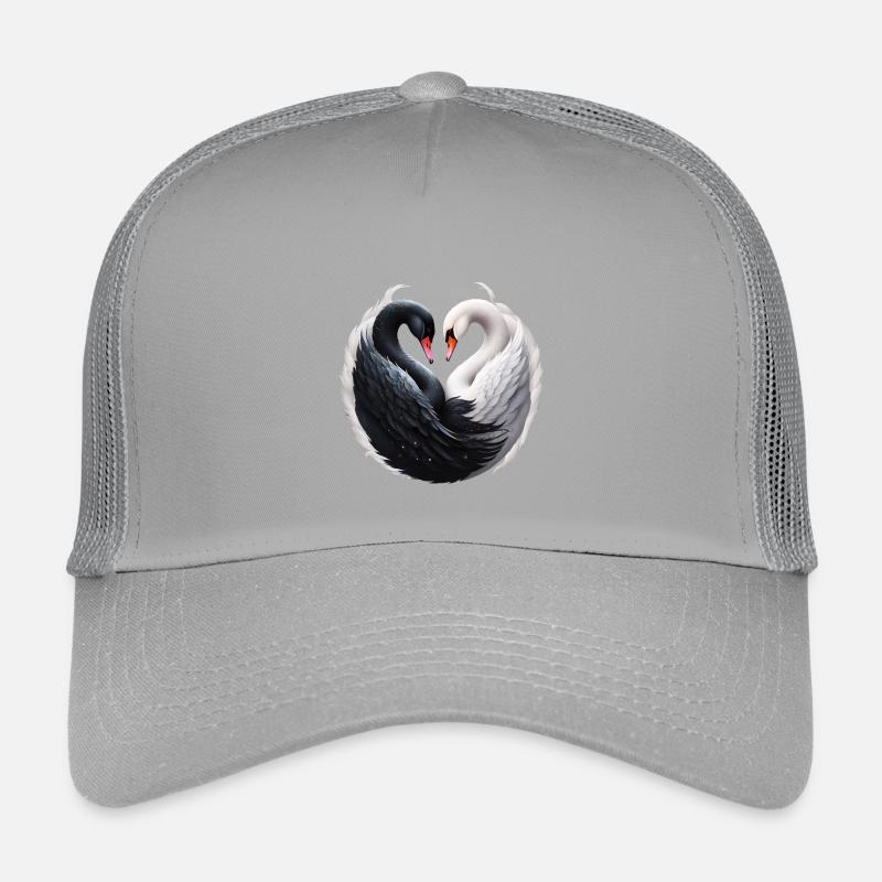 Des cygnes élégants formant un cœur ensemble. Casquette trucker enfant