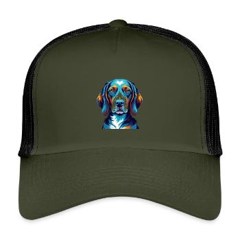 Französischer dreifarbiger Jagdhund, Hunderasse Cartoon Kawaii - Kinder Trucker-Cap - Olive/Schwarz - Vorne