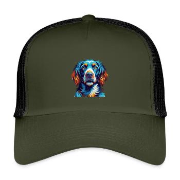 Braque allemand à poil long chien race dessin animé Kawaii - Casquette trucker enfant - olive/noir - Devant