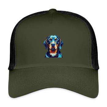Black And Tan Coonhound Dog Breed Cartoon Kawaii - Kids’ Trucker Cap - olive/black - Front