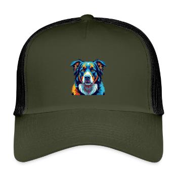 Zentralasiatische Schäferhund Hunderasse Karikatur Kawaii - Kinder Trucker-Cap - Olive/Schwarz - Vorne