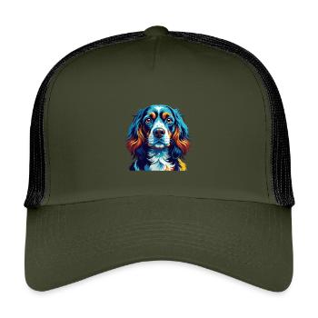 Epagneul Chien Race Coloré Dessin Animé Kawaii - Casquette trucker enfant - olive/noir - Devant
