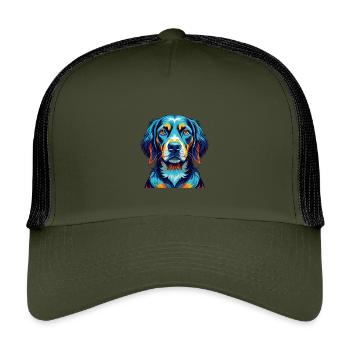 Chien de chasse yougoslave Race Dessin animé Kawaii - Casquette trucker enfant - olive/noir - Devant