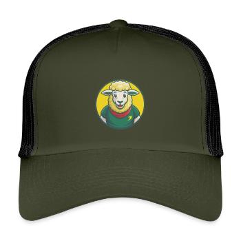 Sheep Cute Kawaii Cartoon Clipart Pet Animal - Kids’ Trucker Cap - olive/black - Front