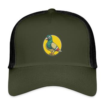 Taube Niedliche Kawaii Cartoon Clipart Haustier Tier - Kinder Trucker-Cap - Olive/Schwarz - Vorne