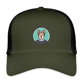 Pasteur Garafiano Race Chien Dessin animé Kawaii Clipart - Casquette trucker enfant - olive/noir - Devant
